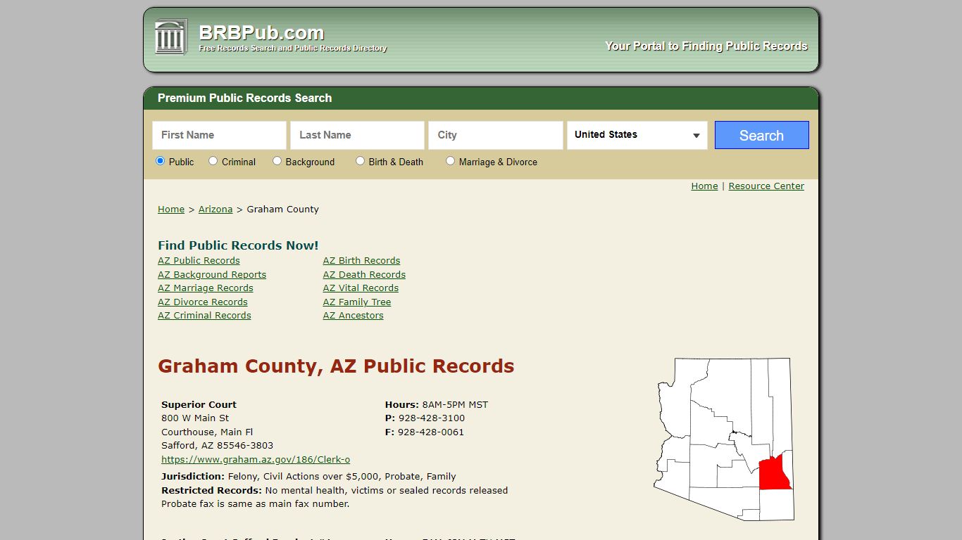 Graham County Public Records | Search Arizona Government ...